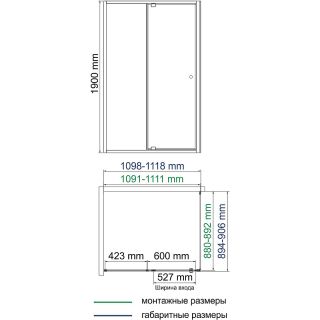 Душевой уголок WasserKRAFT  Aula 110х90 11P15 профиль Хром стекло прозрачное